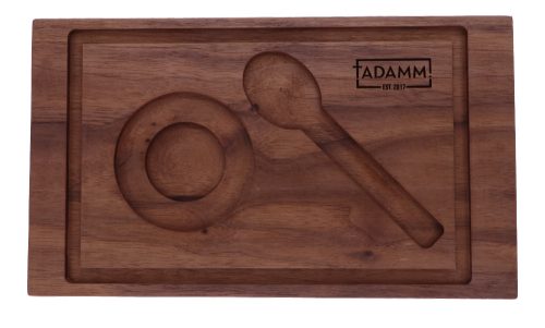 Kávés tálca választható fából, presszó és cappucino pohár valamint kiskanálnak kialakított tartóval